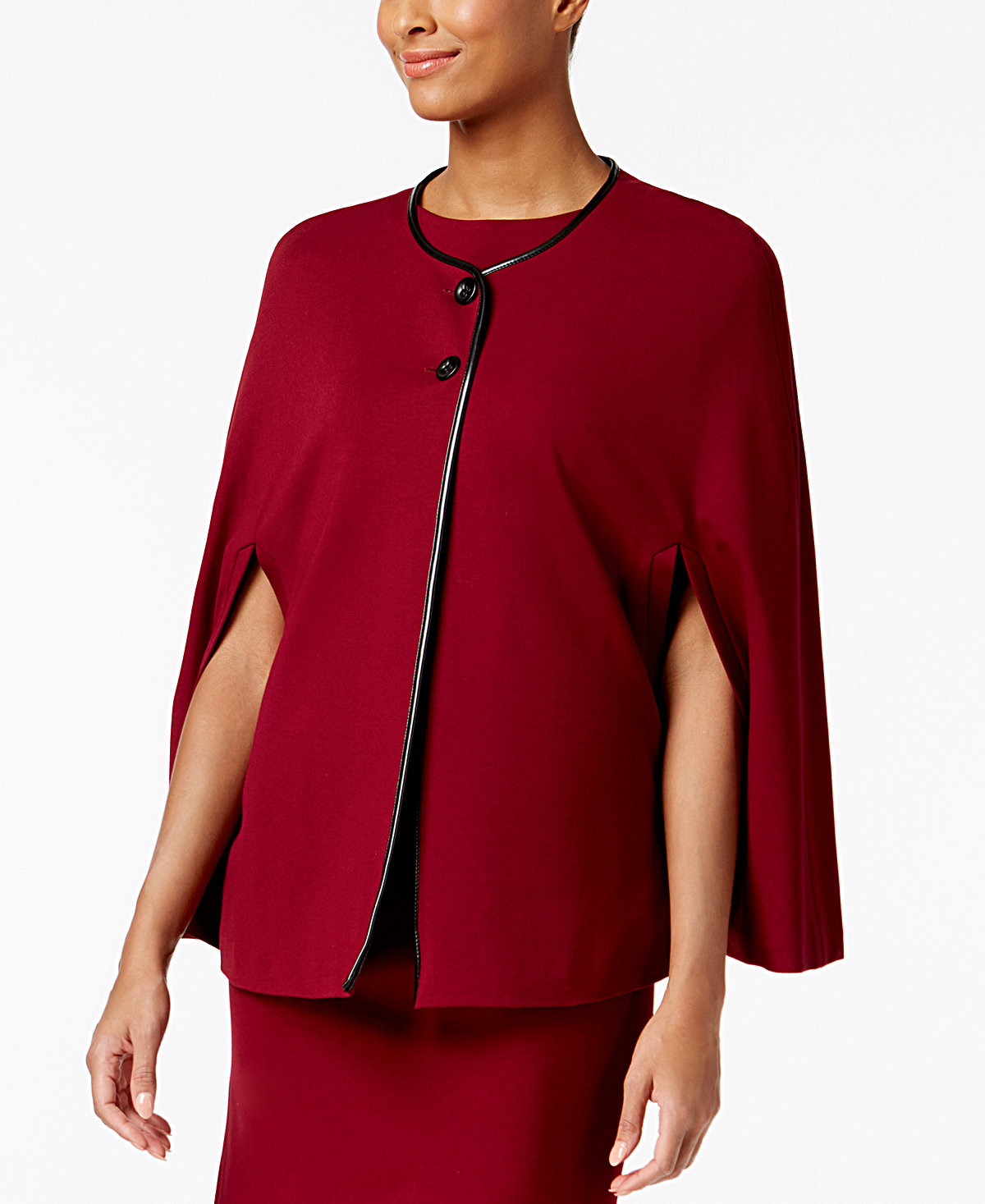 Faux-Leather-Trim Cape Blazer, $67.99