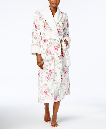 Petit Long Printed Contrast Robe, $23.99