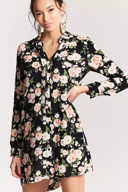 Floral Shirt Dress, $15