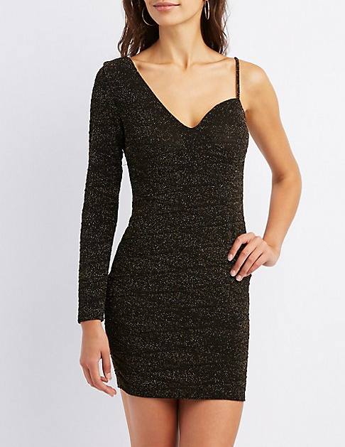 Glitter One Shoulder Bodycon Dress, $20