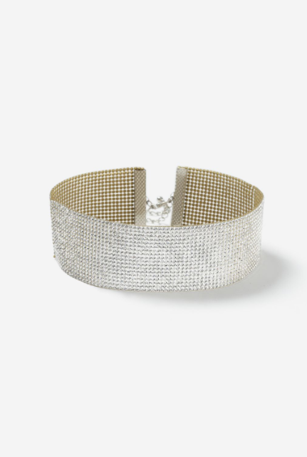 Wide Glam Rhinestone Choker Necklace, $14