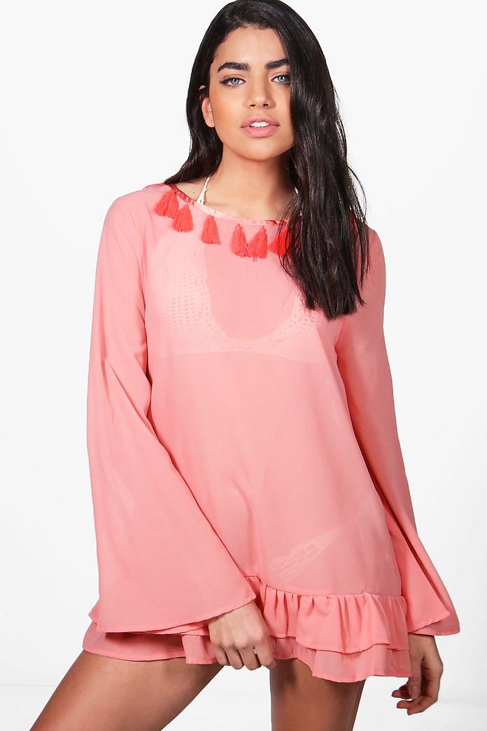 Leah Tassel Back Beach Kaftan, $5