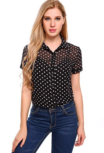 Polka Dot Chiffon Blouse, $21.99