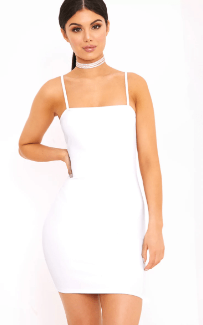 Desri White Straight Neck Bodycon Dress, $18