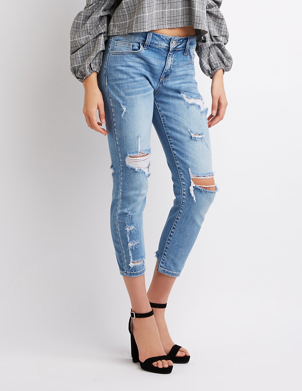 Refuge Crop Boyfriend Destroyed Jeans, $32.99