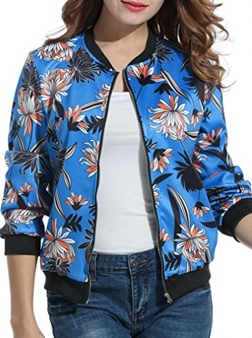 Floral Printer Short Bomber Jacket, $33.99