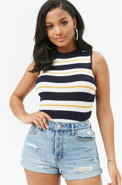 Sleeveless Striped Sweater Top, $10