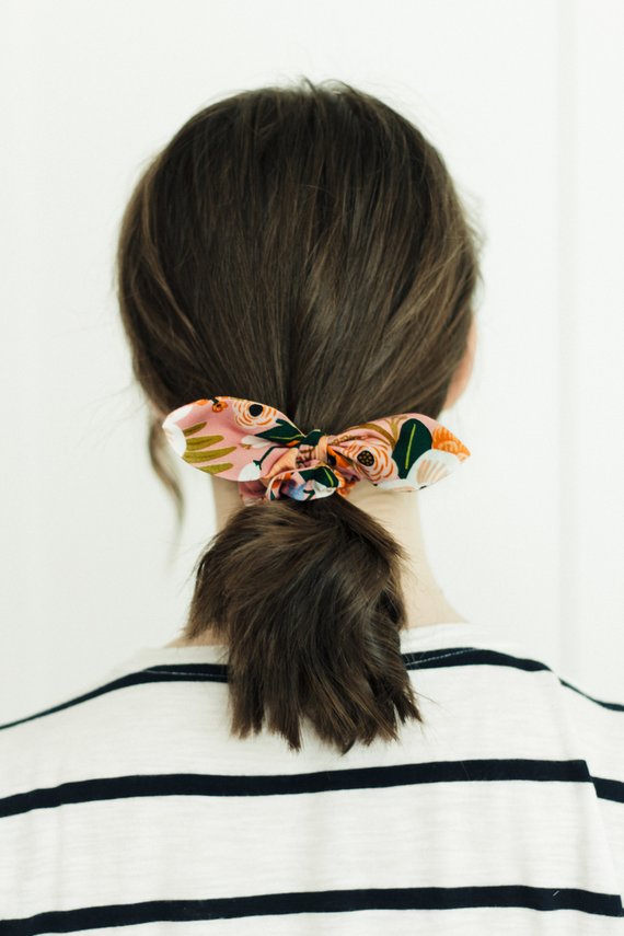 Floral Scrunchie with Bow, $10