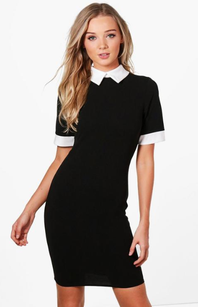 Contrast Collar & Cuff Dress, $30