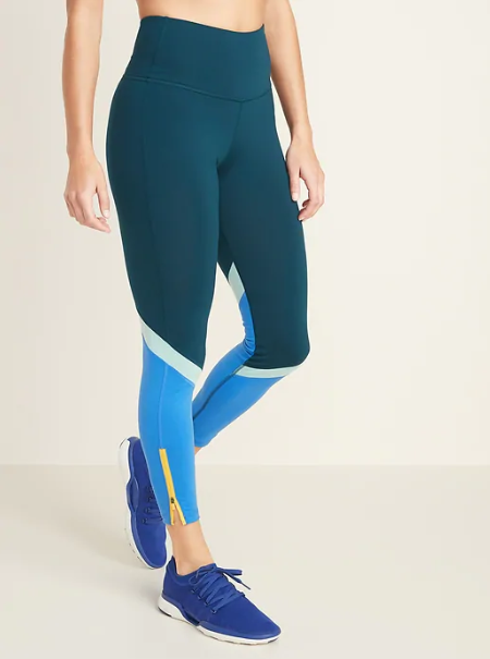 High-Waisted Color-Blocked Side-Zip Elevate 7/8-Length Leggings, $34.99