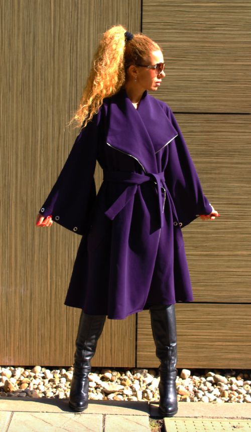 Purple asymmetrical coat as inauguration 2021 dupe